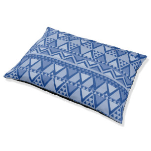 Simple Tribal Art Pattern Blue Pet Bed