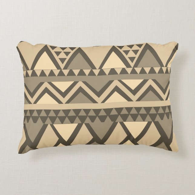 Simple Tribal Art Pattern Brown Accent Pillow (Front)