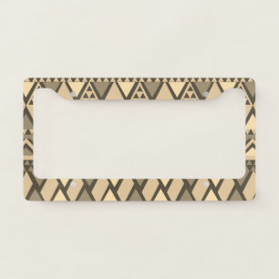 Simple Tribal Art Pattern Brown License Plate Frame