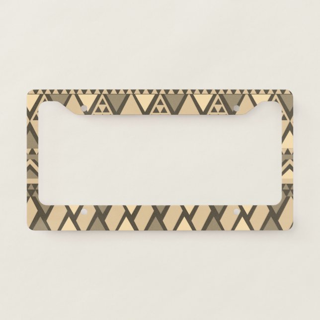 Simple Tribal Art Pattern Brown License Plate Frame (Front)