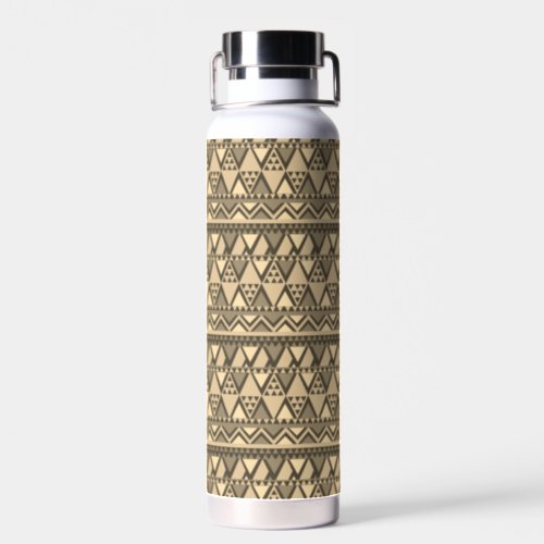 Simple Tribal Art Pattern Brown Water Bottle
