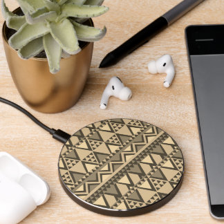 Simple Tribal Art Pattern Brown Wireless Charger
