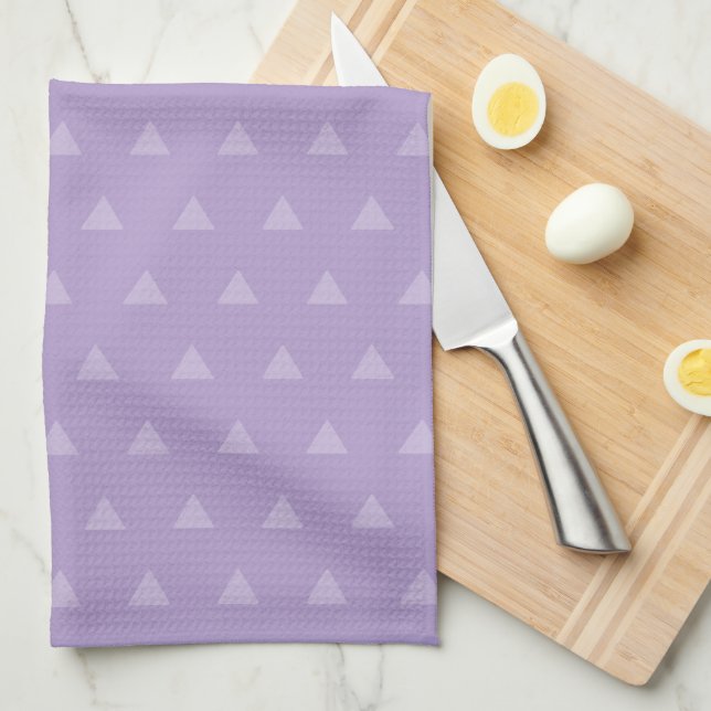 Simple Tringle Pattern Light Purple Kitchen Towel (Quarter Fold)