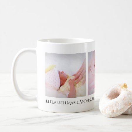 Simple Trio Add Your Photo Birth Announcement Coffee Mug