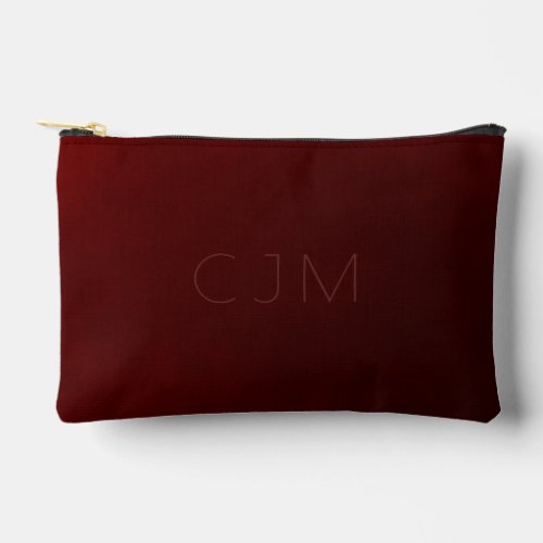 Simple Triple Monogram on Blood to Dark Red Ombr  Accessory Pouch