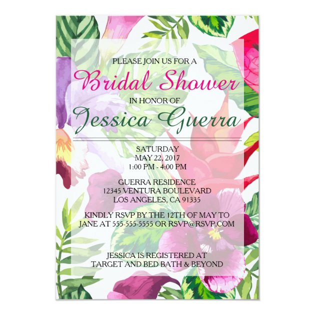 Simple Tropical Bridal Shower Invitation