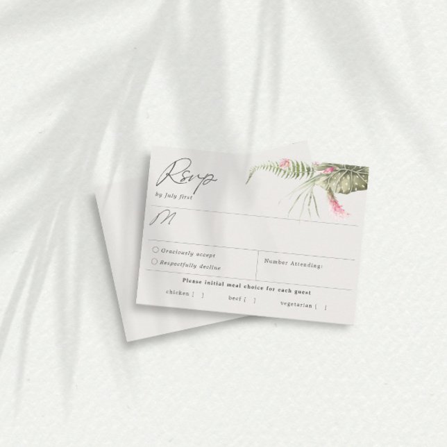 Simple Tropical Floral  Meal Choice RSVP Card (Creator Uploaded)