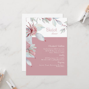 Simple Tropical Floral Pink Bridal Shower  Invitation