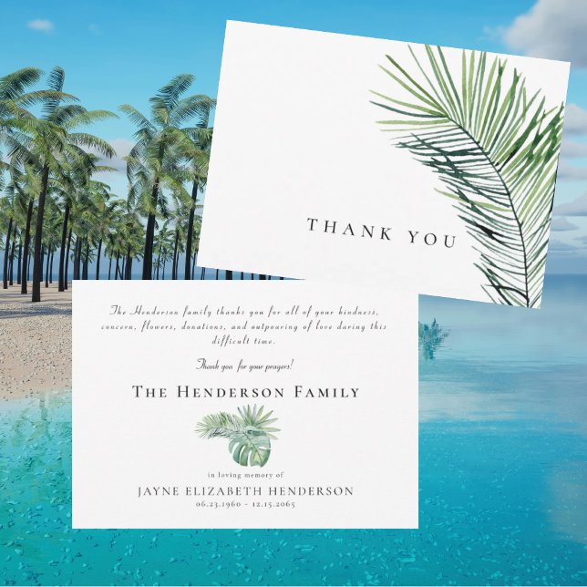 Simple Tropical Foliage Funeral Thank You  Card (Creator Uploaded)