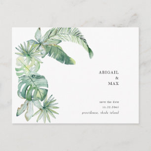 Simple Tropical Foliage Wedding Save the Date Postcard