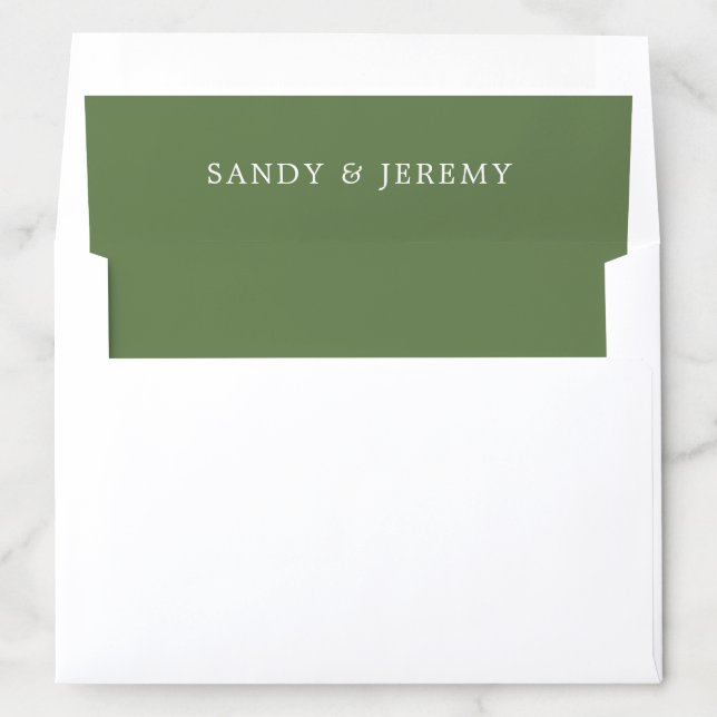 Simple Tropical Green Wedding Envelope Liner (In Envelope)