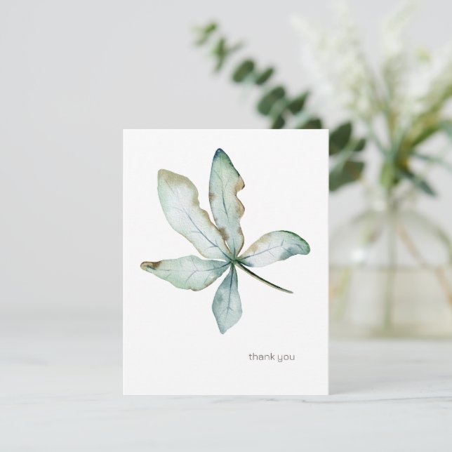 Simple Tropical Greenery Custom Seafoam 4.25 x 5.5 Note Card (Standing Front)