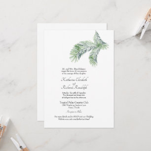 Simple Tropical Palm One Venue Wedding Website Inv Invitation