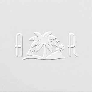 Simple Tropical Palm Trees #2 Couple Initials Embosser