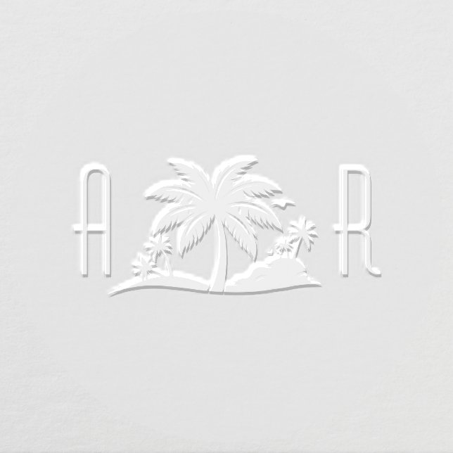 Simple Tropical Palm Trees #2 Couple Initials Embosser (Design)