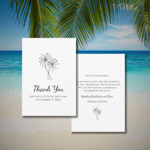 Simple Tropical Palm Trees Destination Wedding Thank You Card