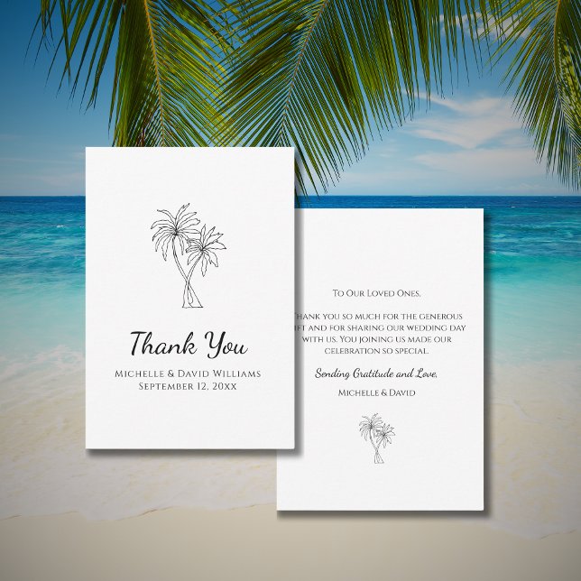 Simple Tropical Palm Trees Destination Wedding Thank You Card (Creator Uploaded)