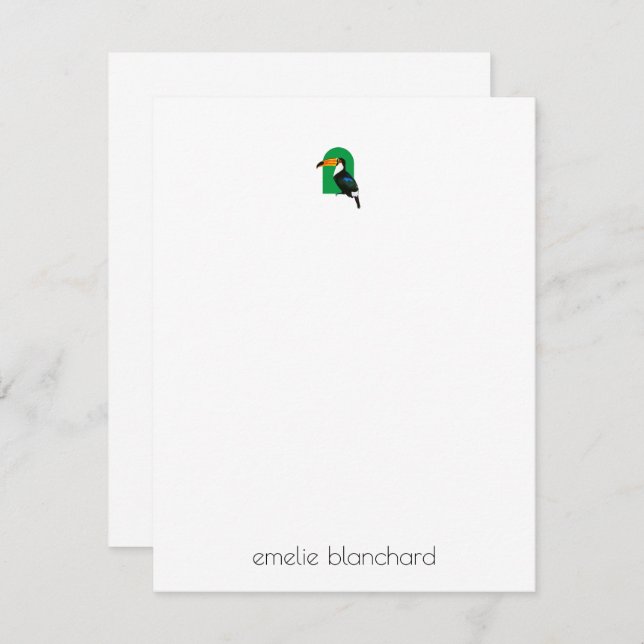 Simple Tropical Toucan Personalized Note Card (Front/Back)
