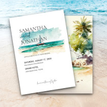 Simple tropical &amp; watercolour cruise sailboat  save the date