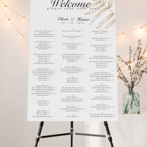 Simple Tropical Wedding Seating Chart Foam Board