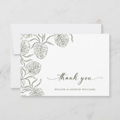 Simple Tropical Wedding Thank You Card