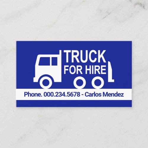 Simple Truck Lorry For Hire Business Card