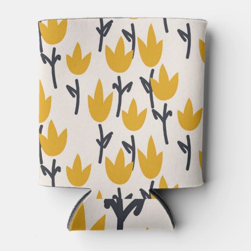 Simple Tulip Flower Fabric Print Can Cooler