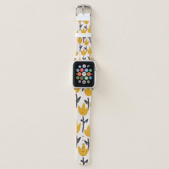 Simple tulip flower seamless pattern apple watch band (Front)
