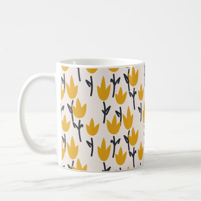 Simple tulip flower seamless pattern coffee mug (Left)