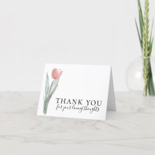 Simple Tulip Funeral Letterpress Thank You Card