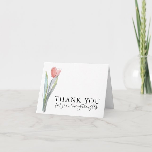 Simple Tulip Funeral Letterpress Thank You Card (Front)