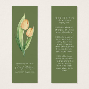 Simple Tulip Funeral Memorial Bookmark