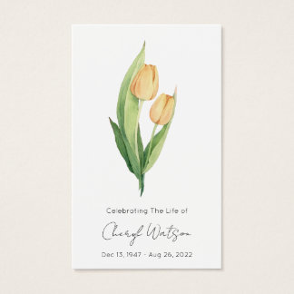 Simple Tulip Funeral Memorial Prayer Card