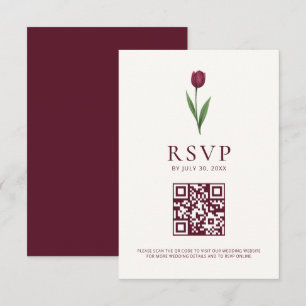 Simple Tulip Ivory Minimalist Wedding QR Code RSVP Card