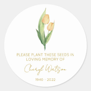 Simple Tulip Memorial Seed Packet Classic Round Sticker