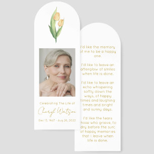 Simple Tulip Photo Funeral Memorial Bookmark