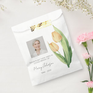 Simple Tulip Photo Funeral Seed Favor Bag