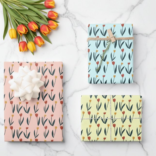 Simple Tulips Easter Spring Floral Pattern Gift Wrapping Paper Sheets (Simple Tulips Easter Spring Floral Pattern Gift Wrapping Paper Sheets
)