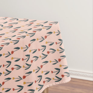 Simple Tulips Easter Spring FLoral Peach Pattern Tablecloth