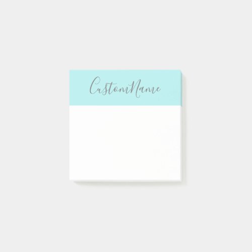 Simple Turquoise Background and Dim Grey Name Post_it Notes