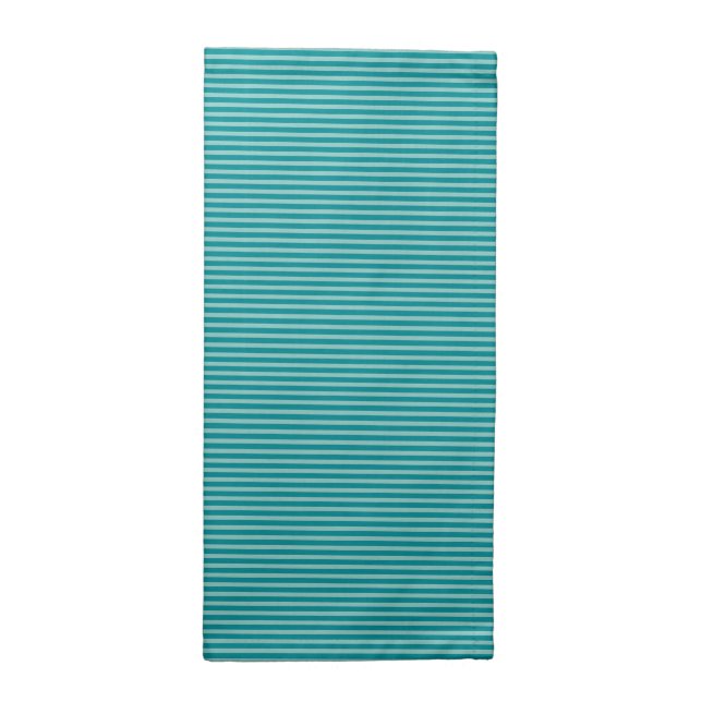 Simple Turquoise Blue Aqua Narrow Striped Pattern Cloth Napkin (Half Fold)