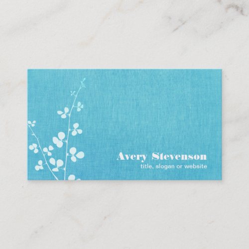 Simple Turquoise Blue Linen Look Business Card