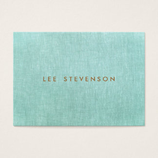 Simple, Turquoise Blue, Linen Look, Minimalist Business Card