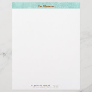 Simple, Turquoise Blue, Linen Look, Minimalist Letterhead