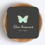 Simple Turquoise Butterfly Logo Square Business Card