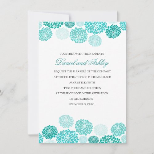Simple Turquoise Garden Wedding Personalized Invitations