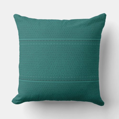 Simple Turquoise_Green Faux Leather Look Pattern Throw Pillow