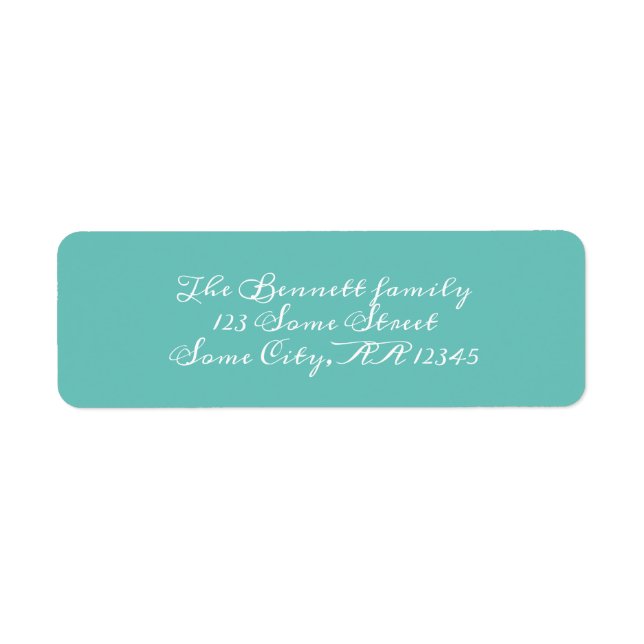 Simple Turquoise Modern Script Return Address Label (Front)