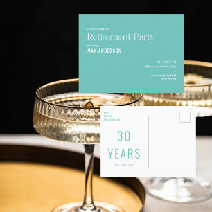 Simple Turquoise Retirement Party Invitation Postcard