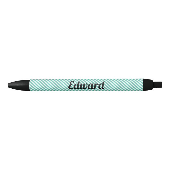 Simple Turquoise Stripe Custom Name Pen (Front)